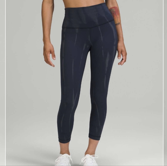 Lululemon Wunder Train High-Rise Crop 23"Sun Bleached Wash True Navy - Picture 2 of 8